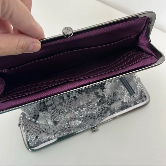 Hobo Leather Lauren Clutch Wallet Enchanted Floral Silver